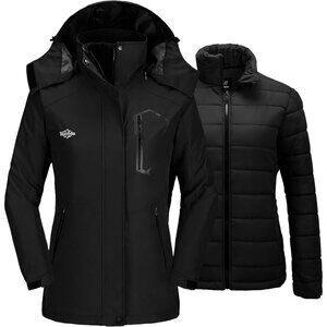 Women's Snowboarding Waterproof Mountain Ski Snow Jacket Winter Warm Black Coat